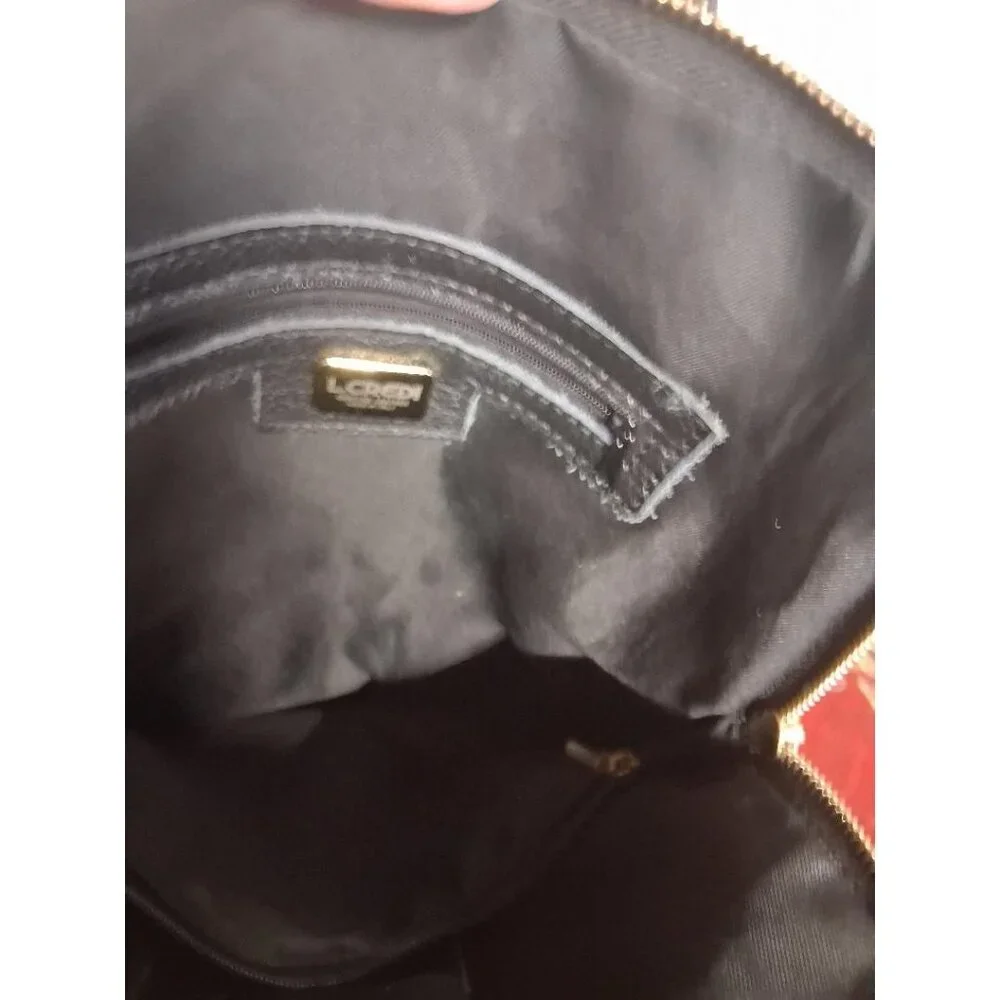 L.Credi Black Genuine Leather Backpack With Gold-Tone Hardware & Multiple Compar